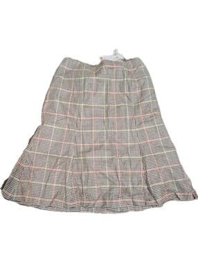 Talbots Skirt Womens Petite 12 Plaid Wool Blend Midi